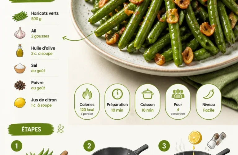 Recette de haricots verts craqués, légumes frais et savoureux