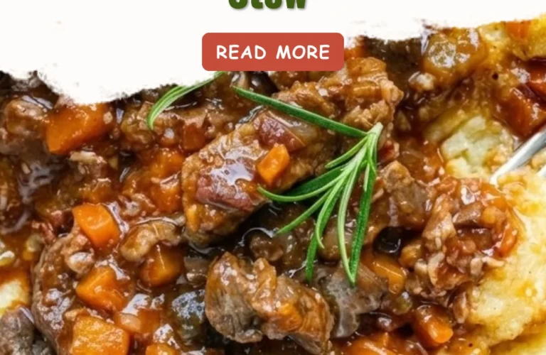 Bowl of Italian Beef and Vegetable Stew garnished with fresh herbs