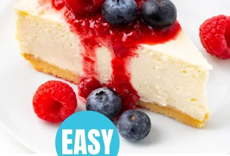 Delicious sugar-free Keto Cheesecake slice topped with fresh berries