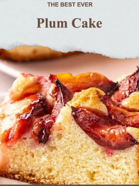 Delicious homemade plum cake with rich flavours and festive decorations