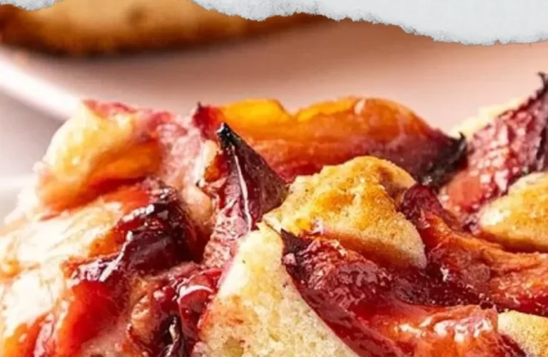Delicious homemade plum cake with rich flavours and festive decorations