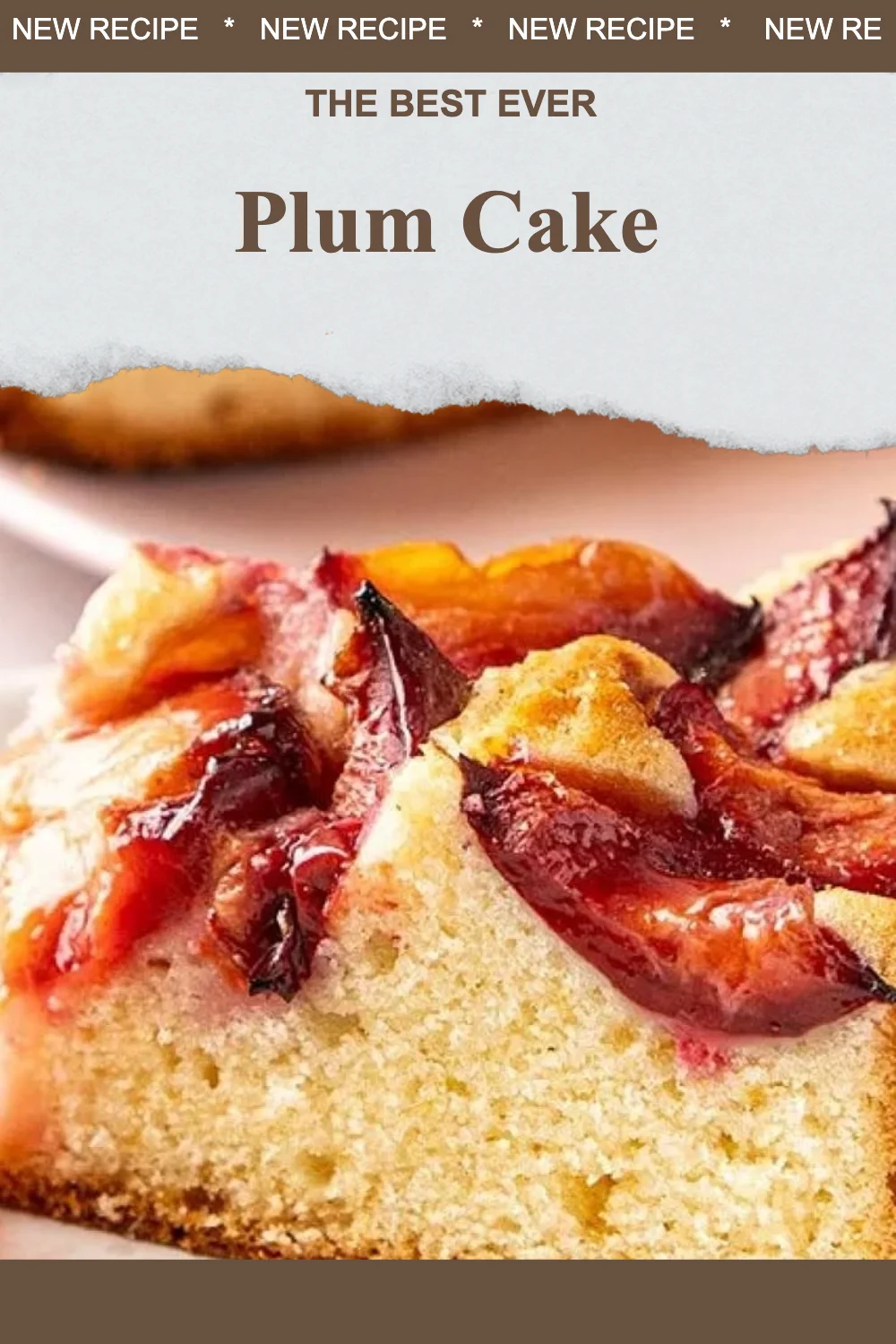 Delicious homemade plum cake with rich flavours and festive decorations
