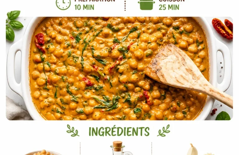 Plat savoureux de pois chiches préparés de manière créative et appétissante.