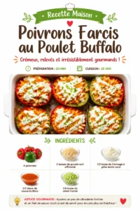 Poivrons farcis au poulet Buffalo, un plat délicieux et épicé.