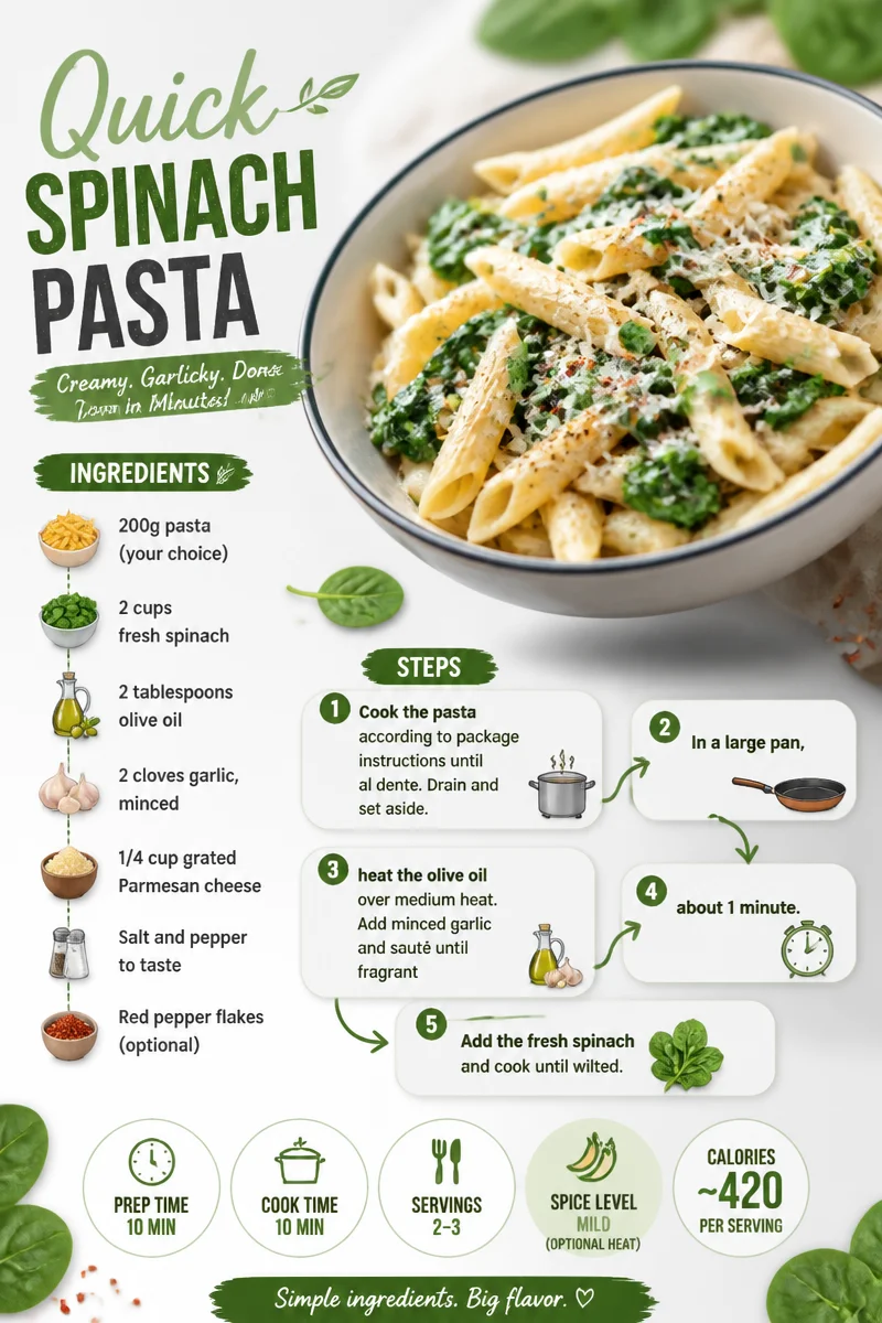 Bowl of quick spinach pasta topped with parmesan cheese