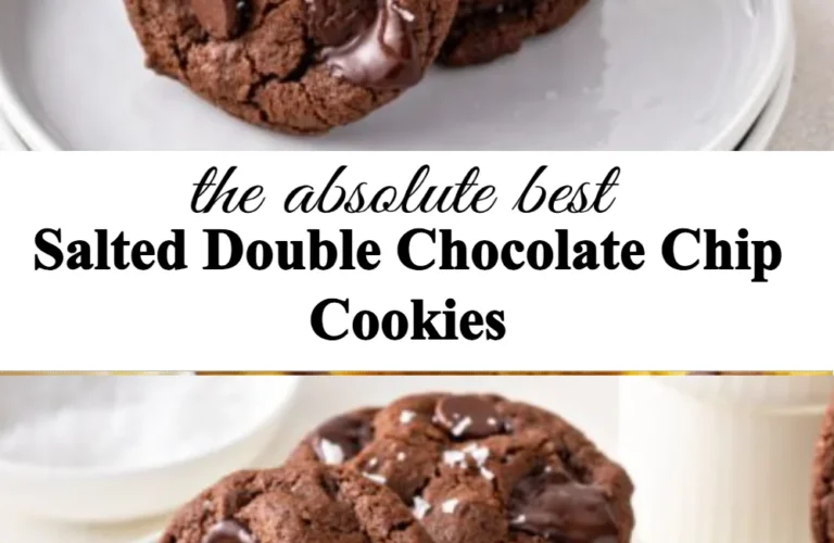 Salted double chocolate chip cookies with gooey chocolate chunks and sea salt