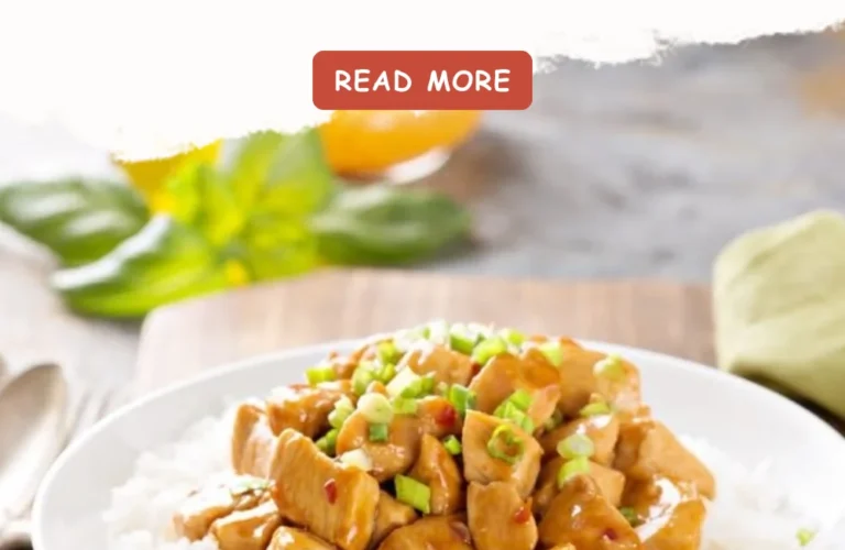 Plate of sweet and sour chicken with vibrant vegetables and rice