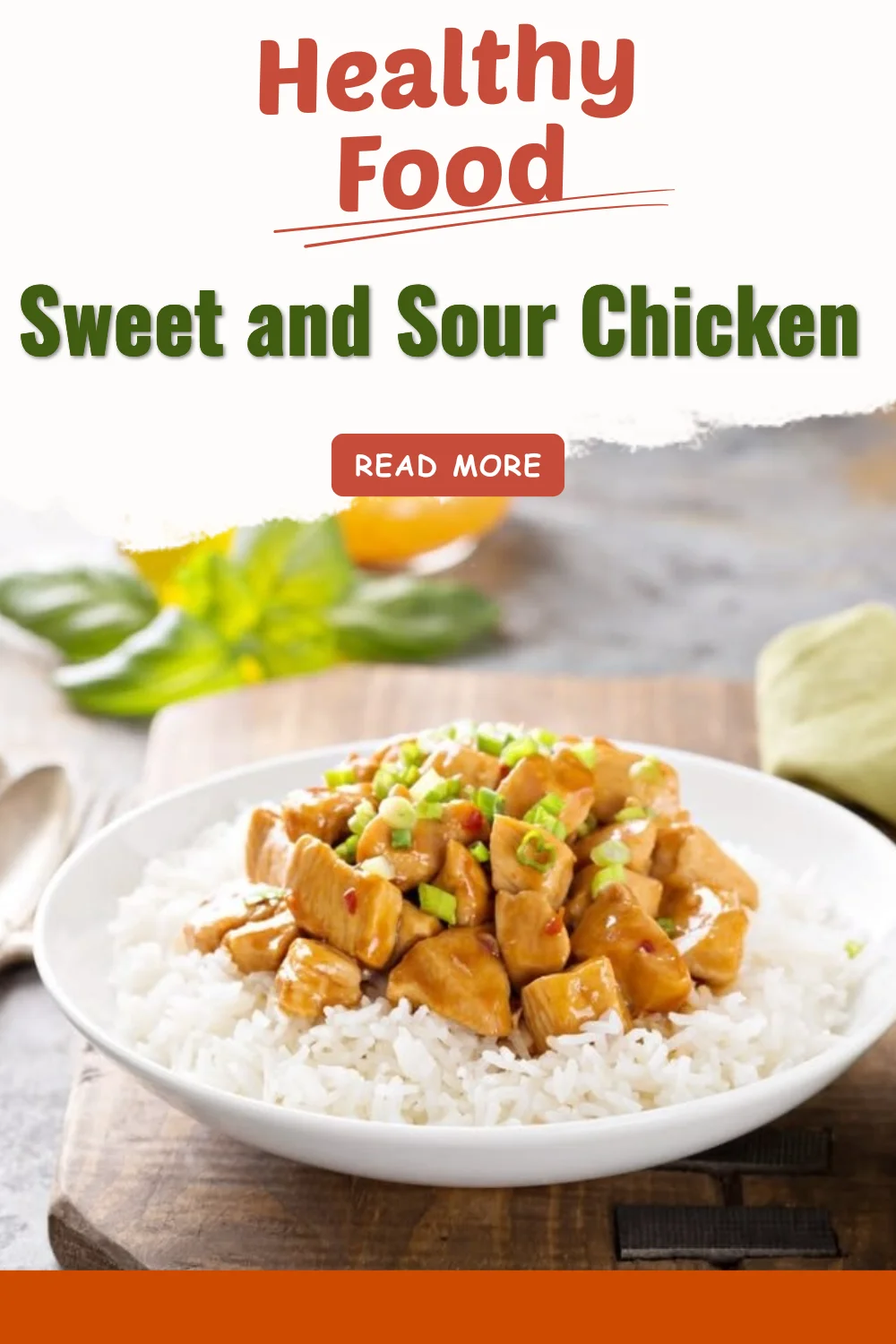 Plate of sweet and sour chicken with vibrant vegetables and rice