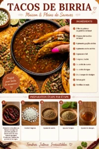 Tacos de Birria avec viande tendre et garnitures savoureuses