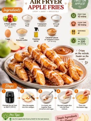 Delicious air fryer apple fries served on a plate