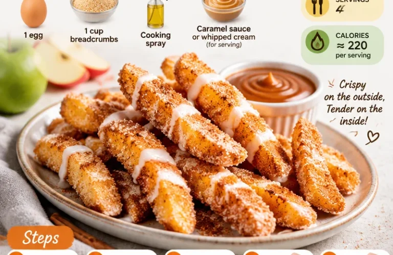 Delicious air fryer apple fries served on a plate