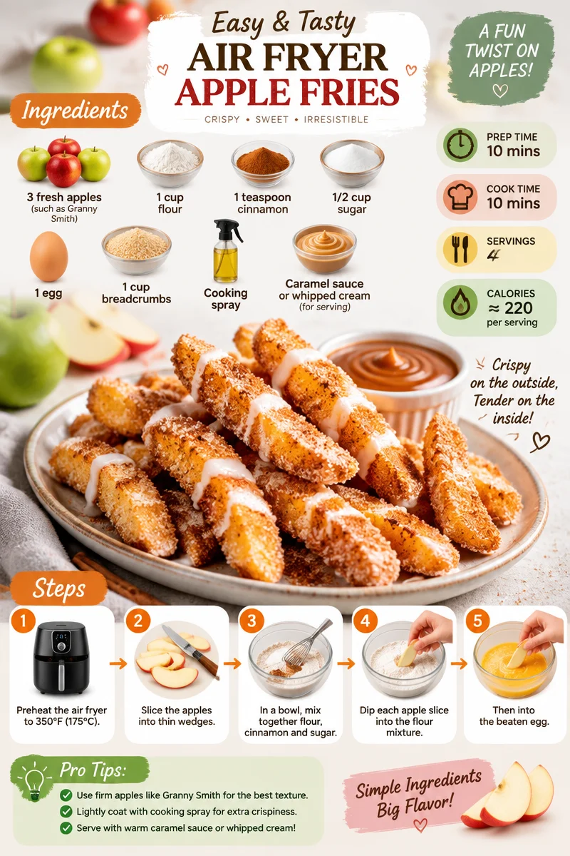 Delicious air fryer apple fries served on a plate