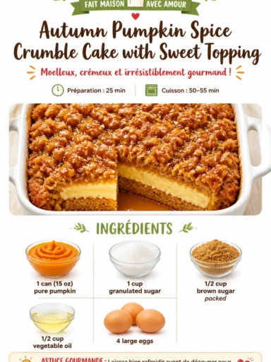 Delicious Autumn Pumpkin Spice Crumble Cake topped with sweet crumbs