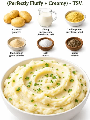Fluffy and creamy vegan mashed potatoes served in a bowl