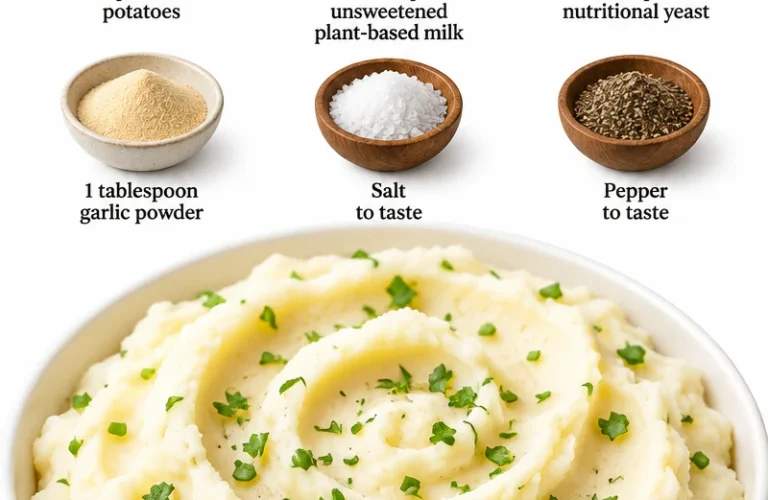 Fluffy and creamy vegan mashed potatoes served in a bowl