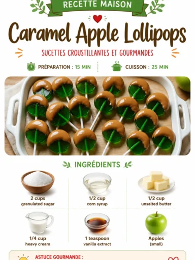 Delicious Caramel Apple Lollipops drizzled with rich caramel and apple flavor