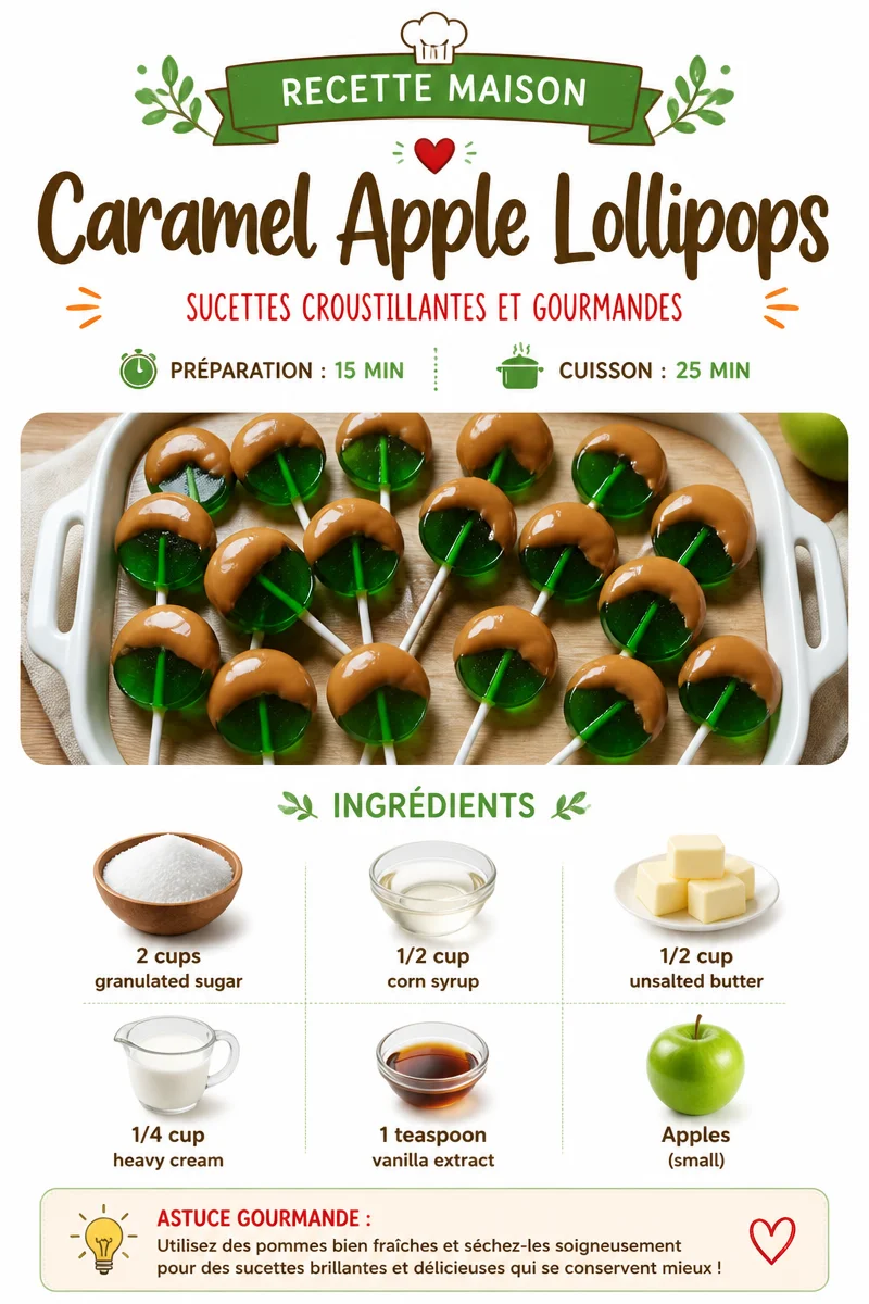 Delicious Caramel Apple Lollipops drizzled with rich caramel and apple flavor