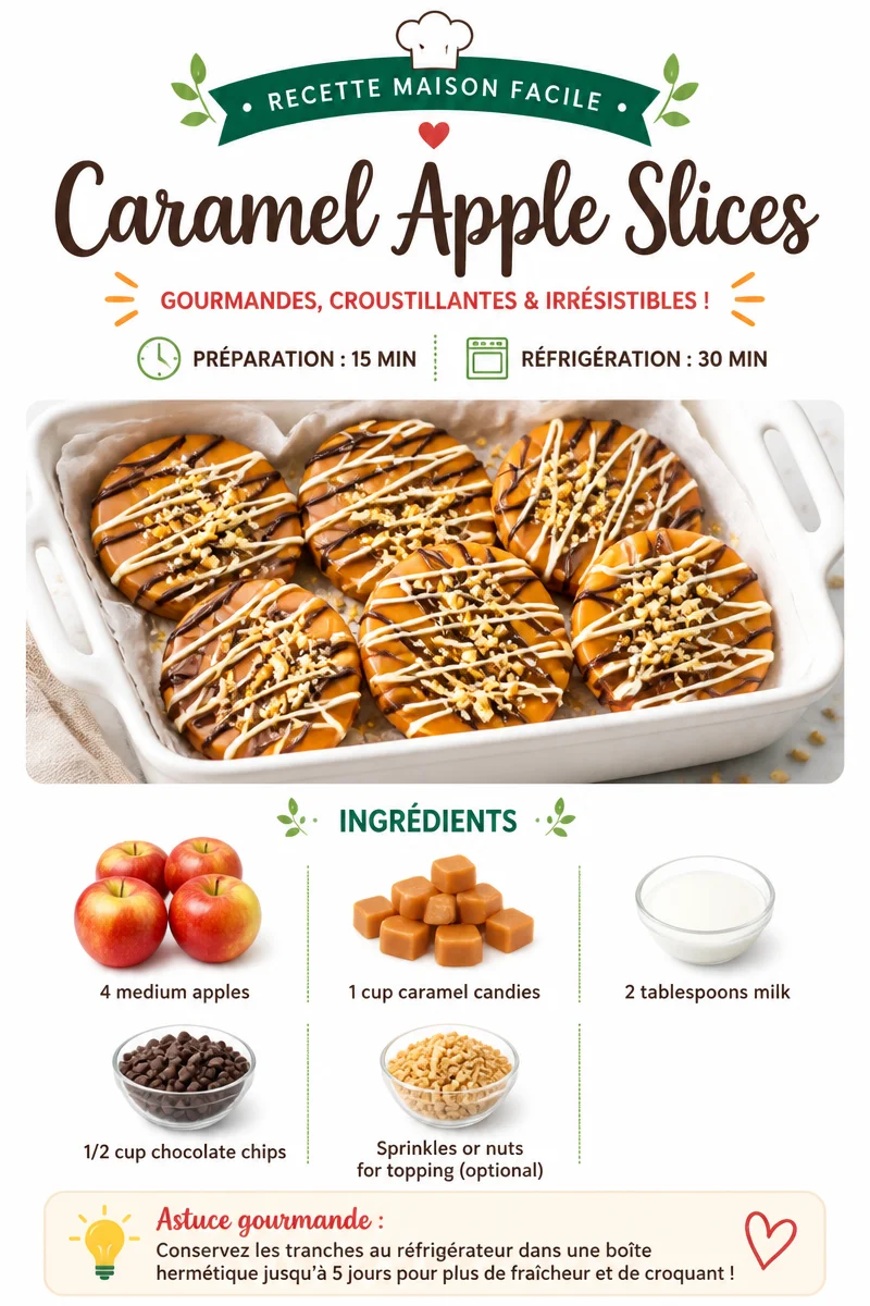 Delicious caramel apple slices drizzled with caramel sauce on a platter