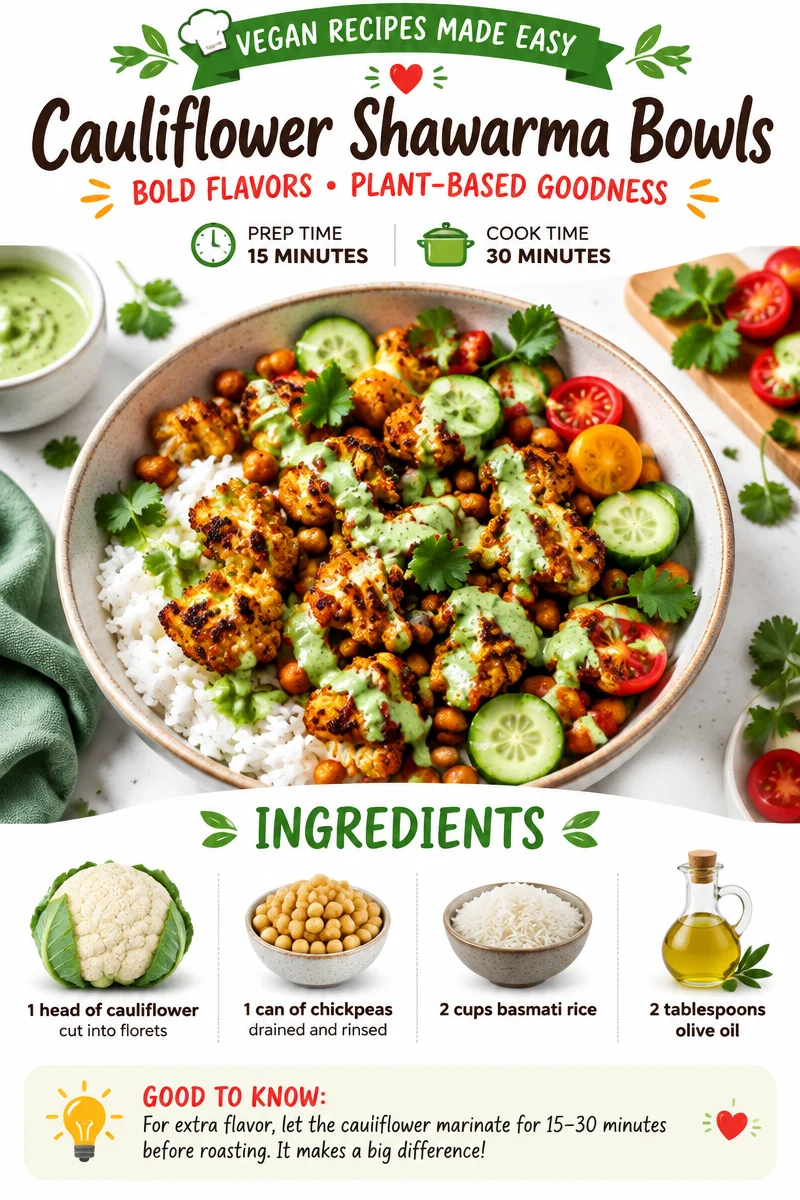 Healthy Cauliflower Shawarma Bowl with fresh vegetables and flavorful spices