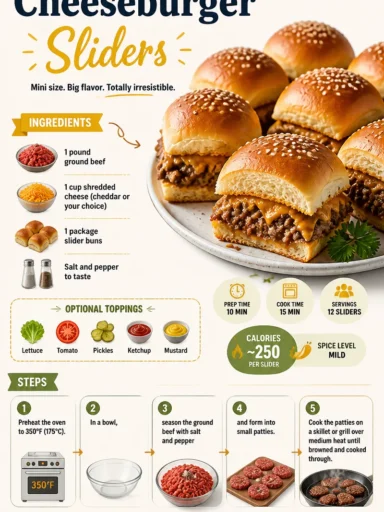 Plate of delicious cheeseburger sliders served with toppings