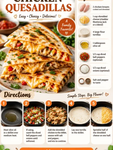 Delicious chicken quesadillas with cheese and spices on a plate