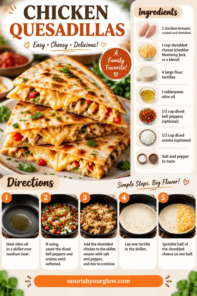 Delicious chicken quesadillas with cheese and spices on a plate