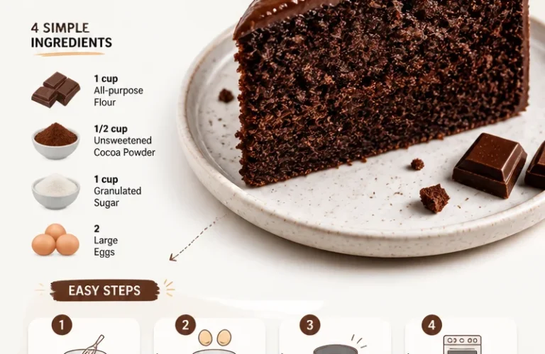 Delicious homemade chocolate cake made with 4 simple ingredients