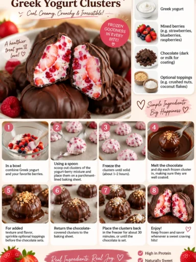 Chocolate Strawberry Greek Yogurt Clusters deliciously crafted for a healthy snack
