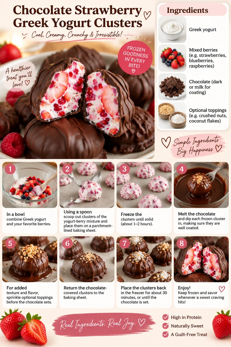 Chocolate Strawberry Greek Yogurt Clusters deliciously crafted for a healthy snack