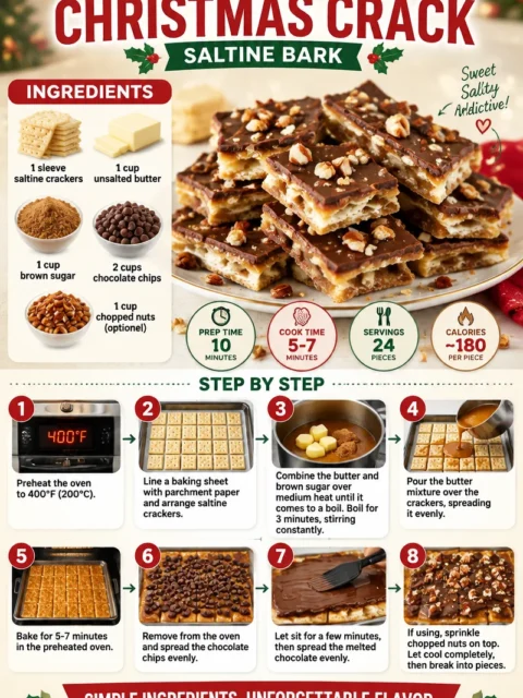 Delicious Christmas Crack made with Saltine crackers and chocolate