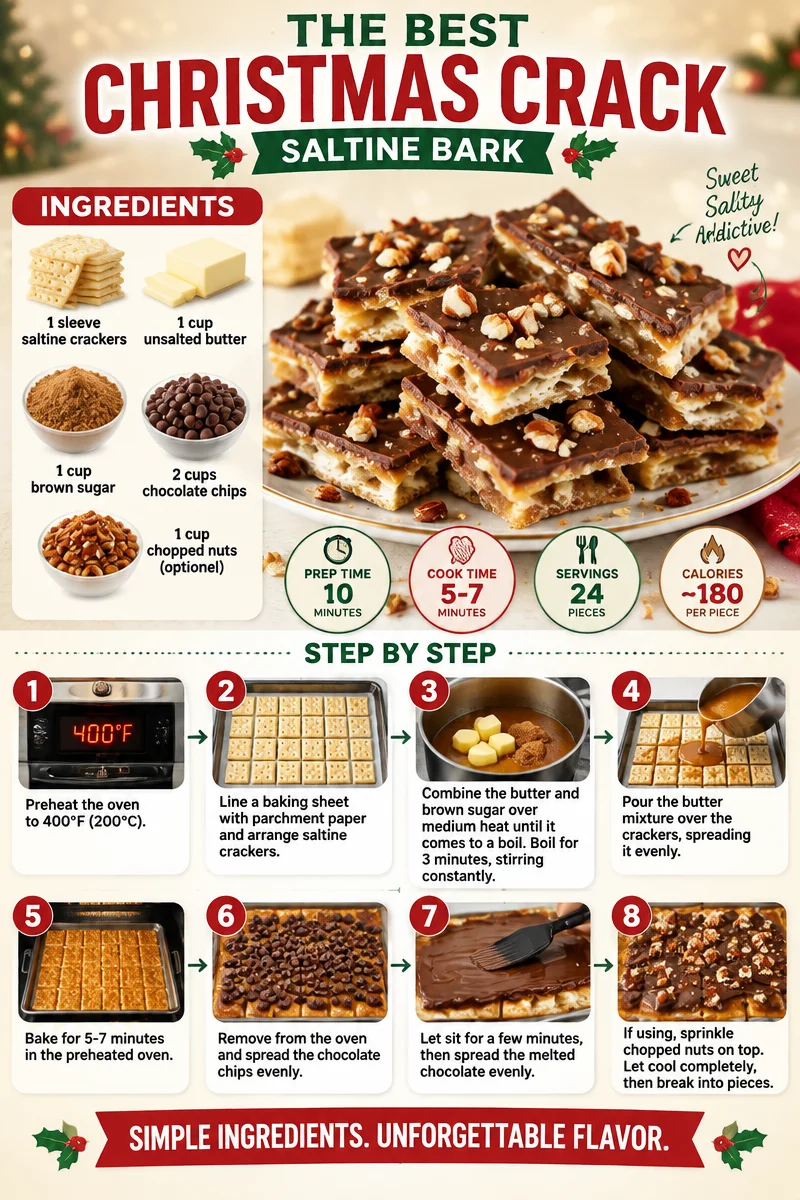 Delicious Christmas Crack made with Saltine crackers and chocolate