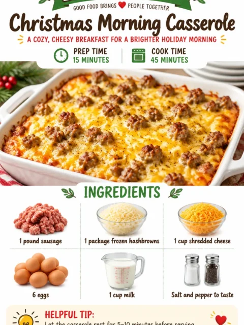 Delicious Christmas Morning Casserole with eggs and cheese