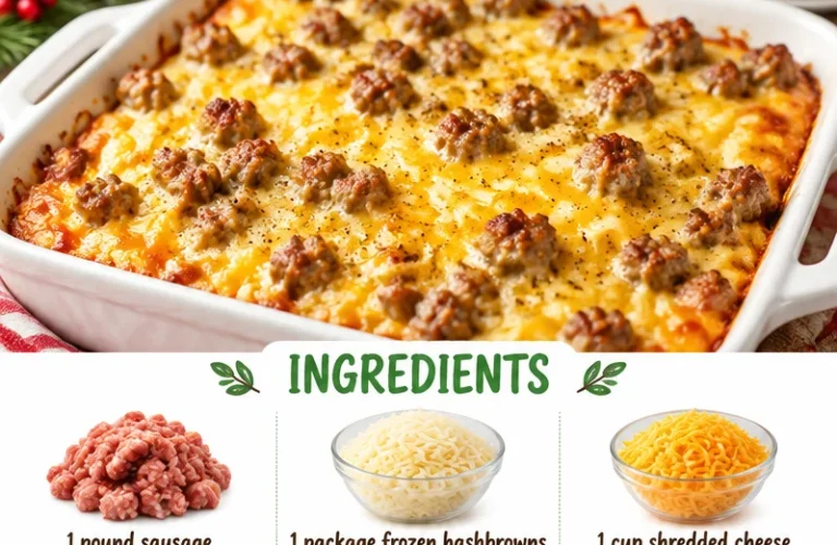 Delicious Christmas Morning Casserole with eggs and cheese