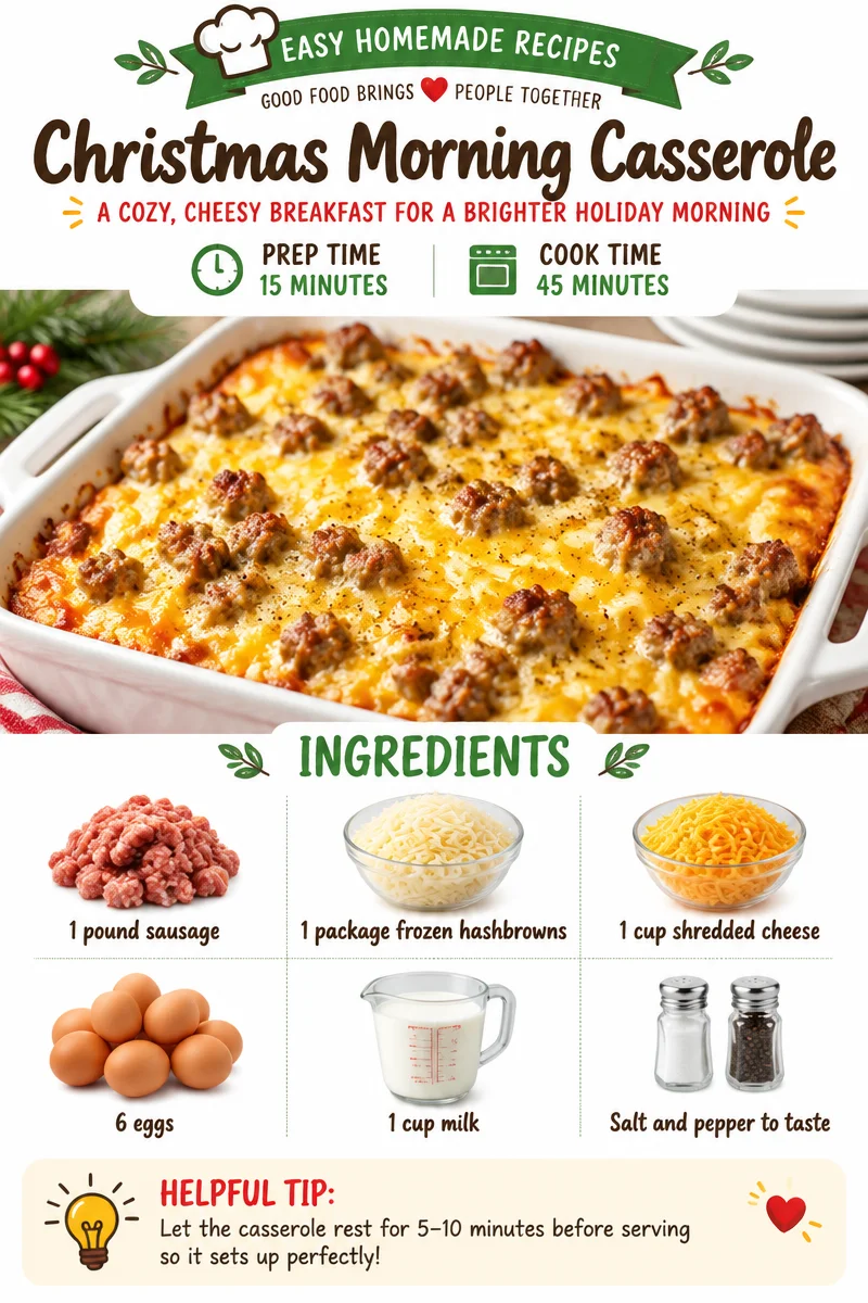 Delicious Christmas Morning Casserole with eggs and cheese
