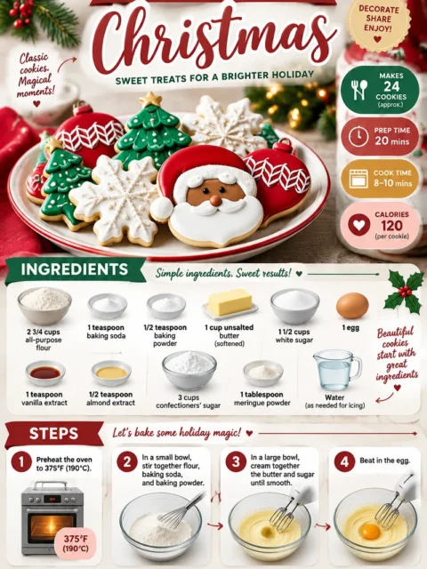A beautifully decorated plate of Christmas Royal Icing Cookies in festive designs.