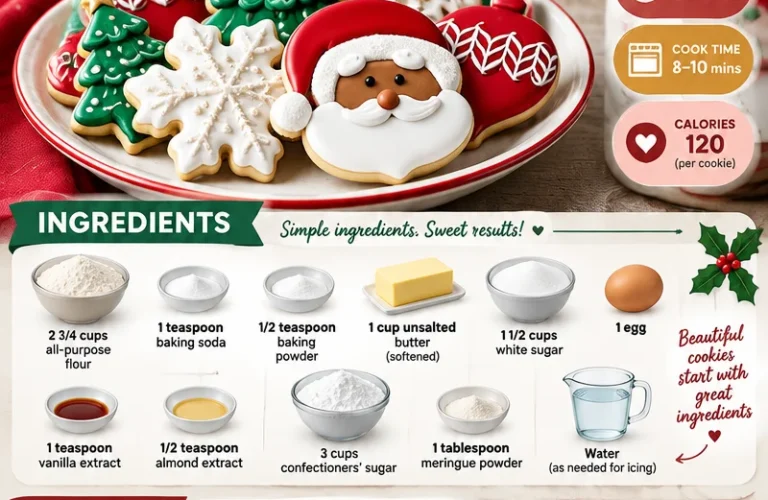 A beautifully decorated plate of Christmas Royal Icing Cookies in festive designs.