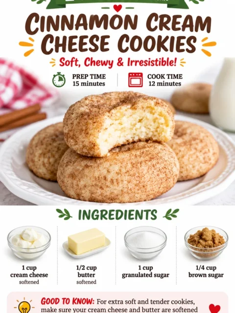 Freshly baked cinnamon cream cheese cookies on a white plate