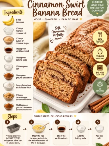 Gluten-free, dairy-free cinnamon swirl banana bread slice on a plate