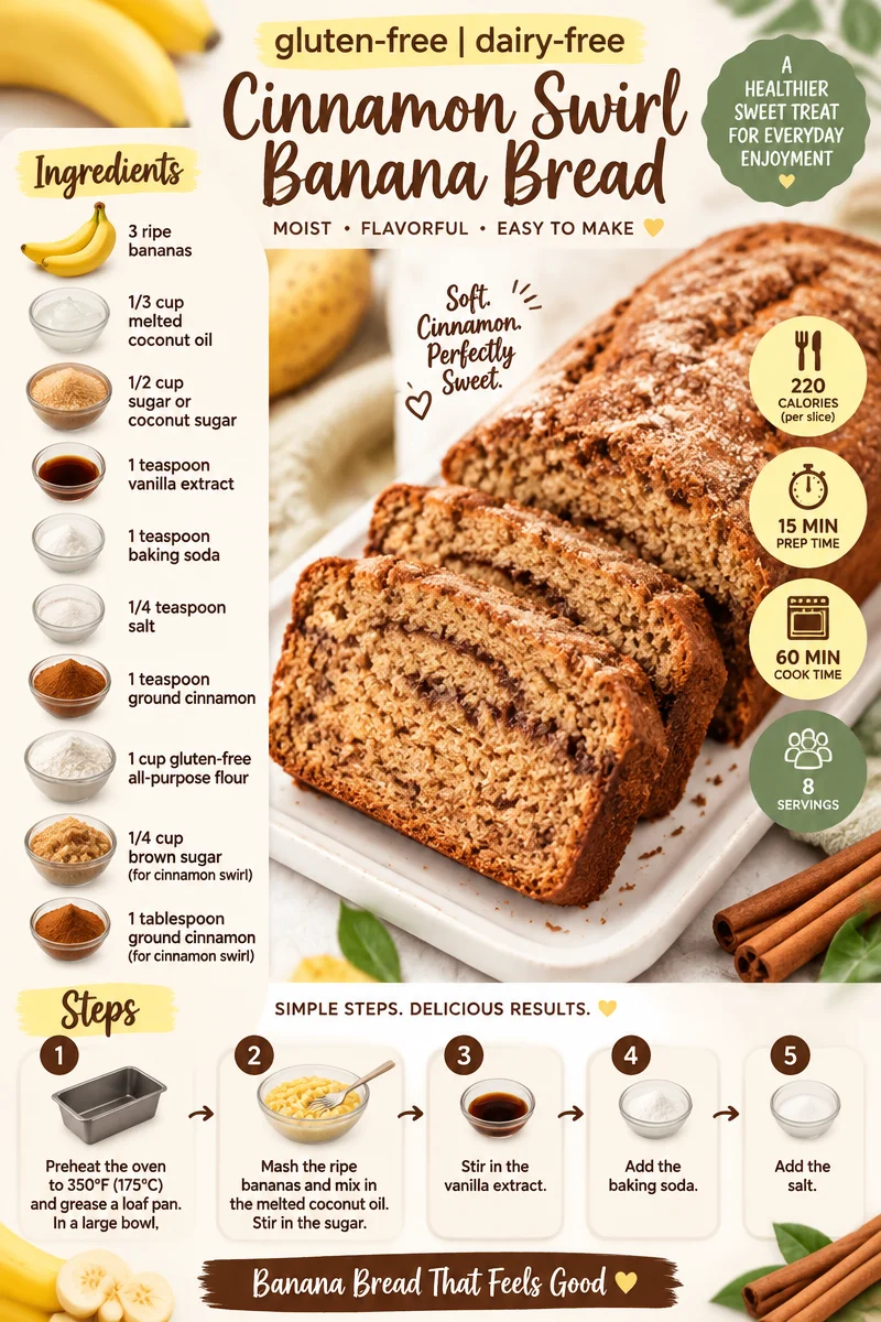 Gluten-free, dairy-free cinnamon swirl banana bread slice on a plate
