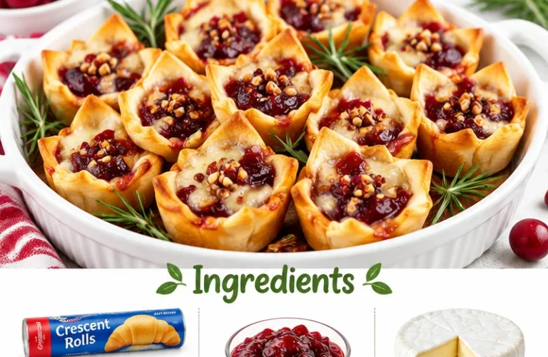 Cranberry brie bites on a serving plate, perfect for parties