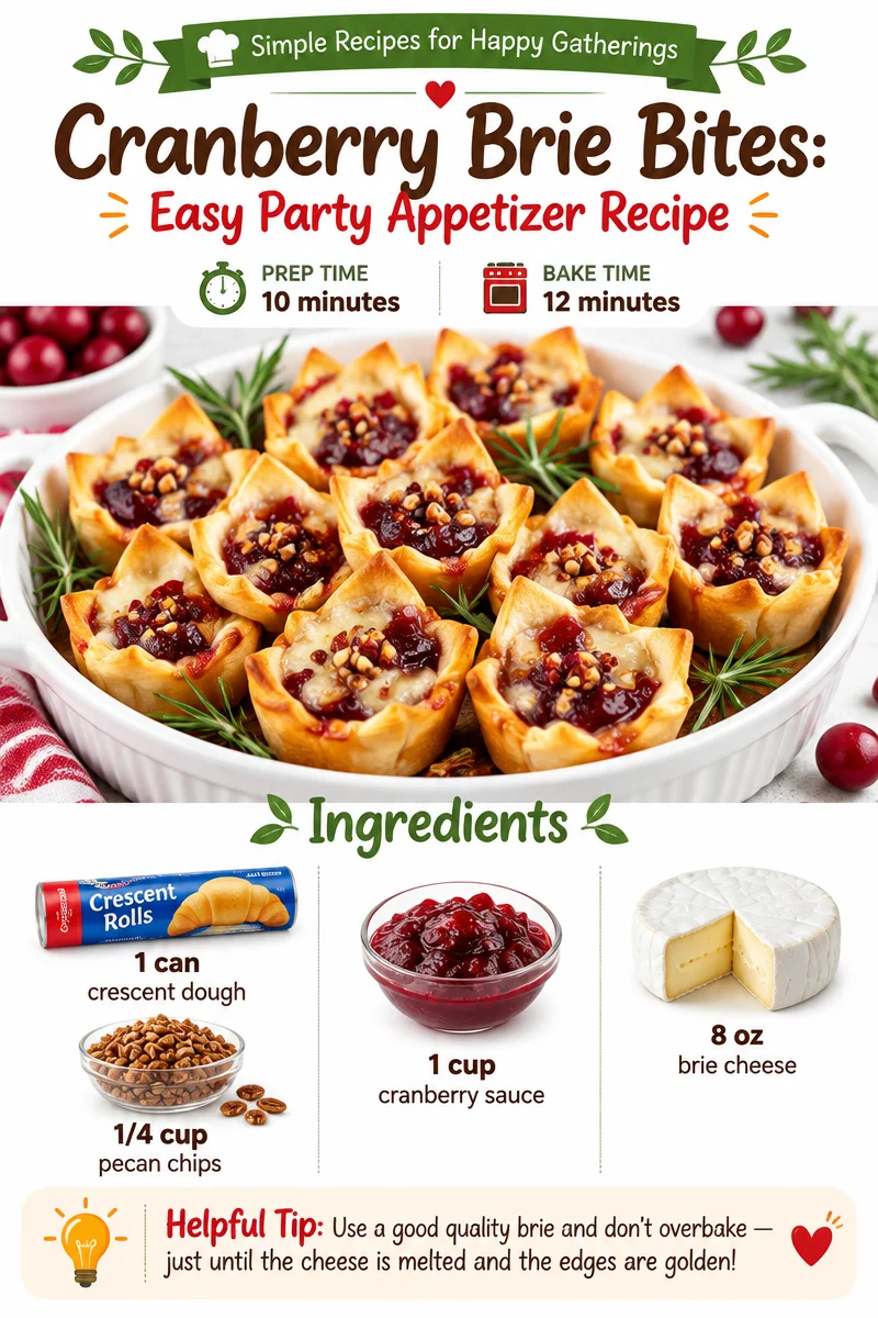 Cranberry brie bites on a serving plate, perfect for parties