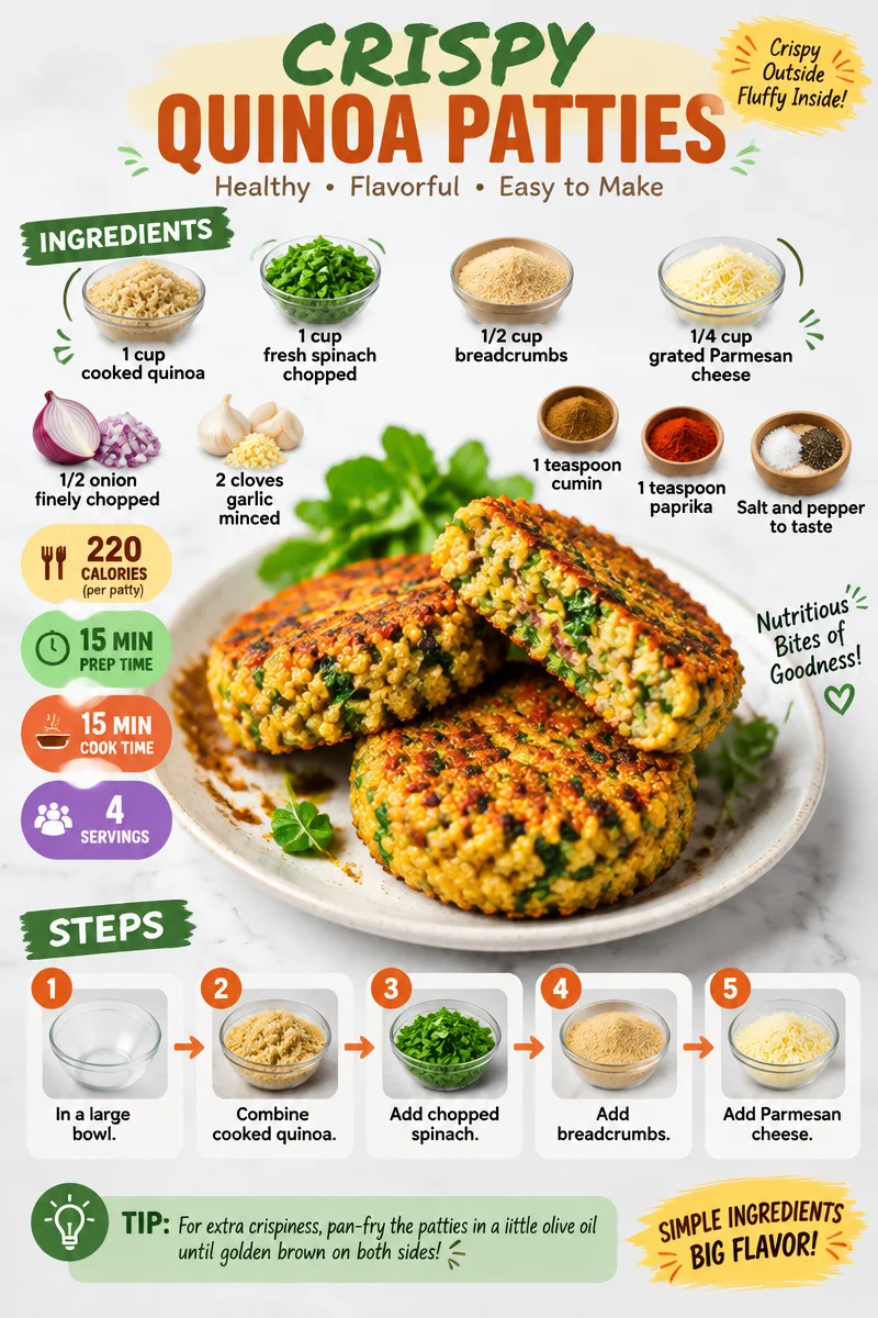 Deliciously crispy quinoa patties served on a plate with fresh herbs.