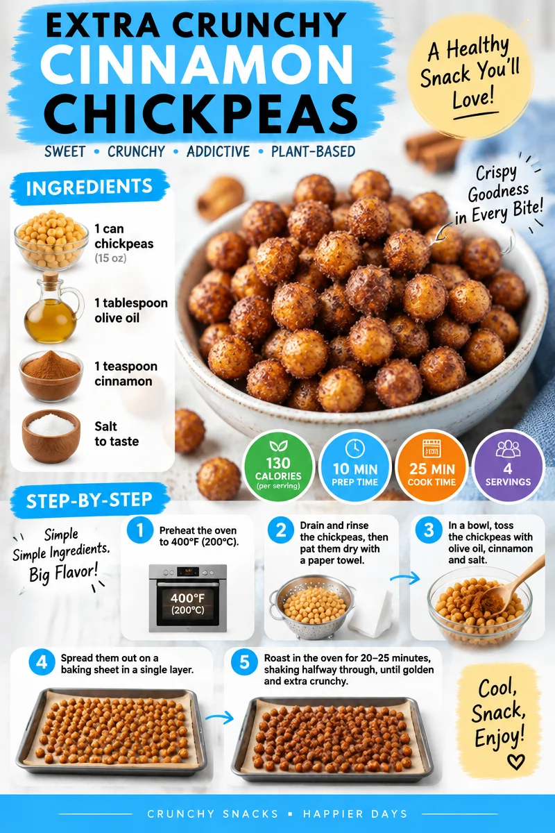 Bowl of crunchy cinnamon chickpeas, a healthy and sweet snack option.