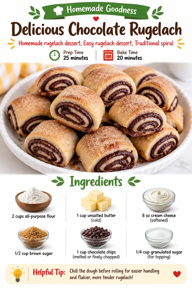 Delicious chocolate rugelach pastries on a white plate
