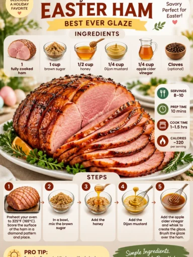 Deliciously glazed ham ready for Easter dinner.