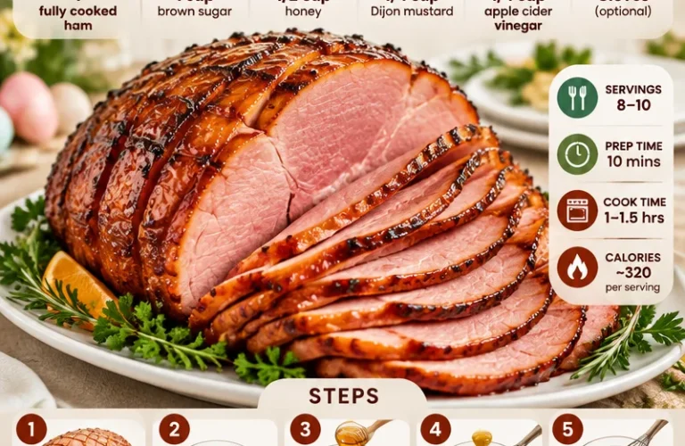 Deliciously glazed ham ready for Easter dinner.