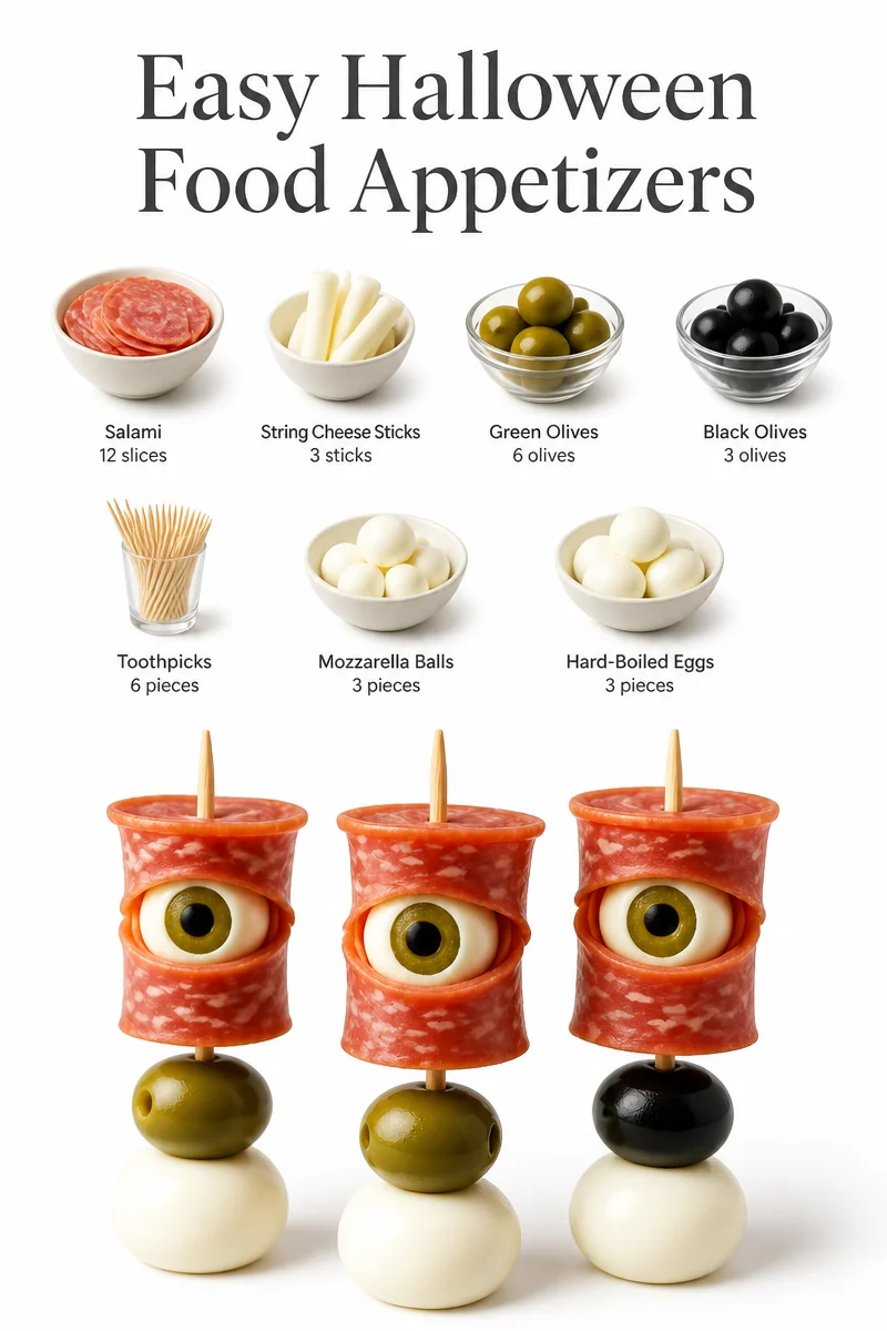 A platter of creative Halloween appetizers ideal for festive gatherings.