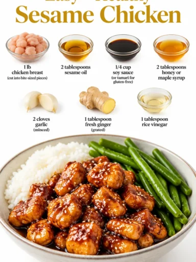 Easy and healthy sesame chicken recipe with vibrant vegetables