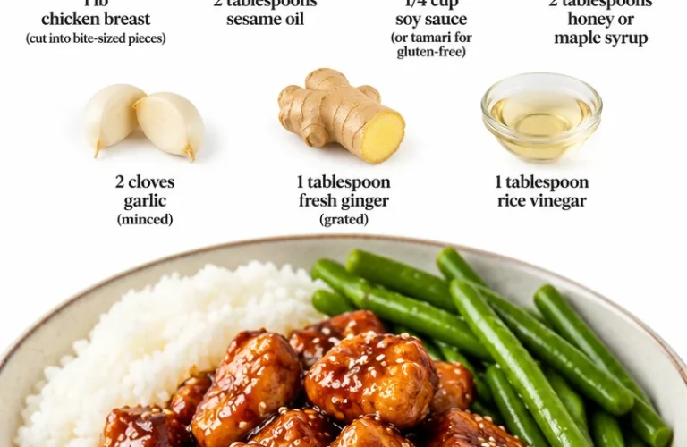 Easy and healthy sesame chicken recipe with vibrant vegetables