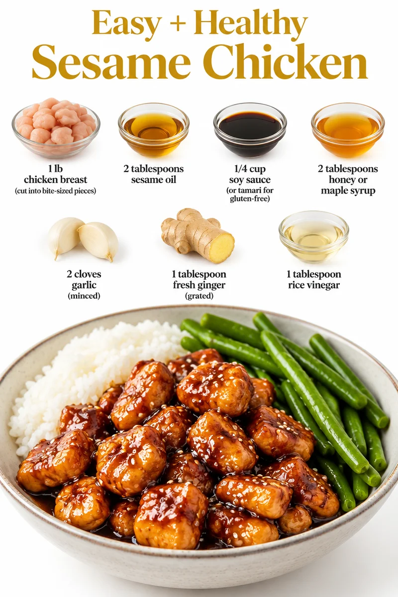 Easy and healthy sesame chicken recipe with vibrant vegetables